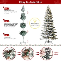 9ft. Pre-Lit Flocked Slim Spruce Artificial Christmas Tree, Warm White LED Lights
