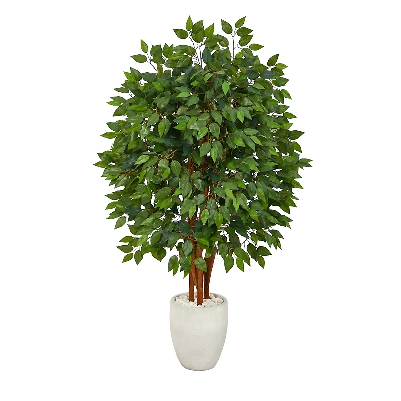 57" Super Deluxe Ficus Tree in White Planter