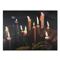 LED Lighted Flickering Candles With Fall Leaves Canvas Wall Art