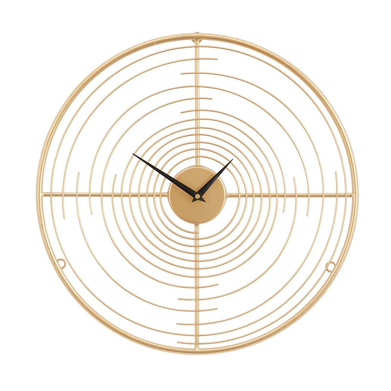 Gold Iron Contemporary Wall Clock, 20" x 20" x 2"