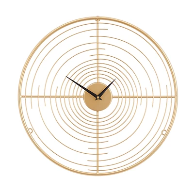 Gold Iron Contemporary Wall Clock, 20" x 20" x 2"