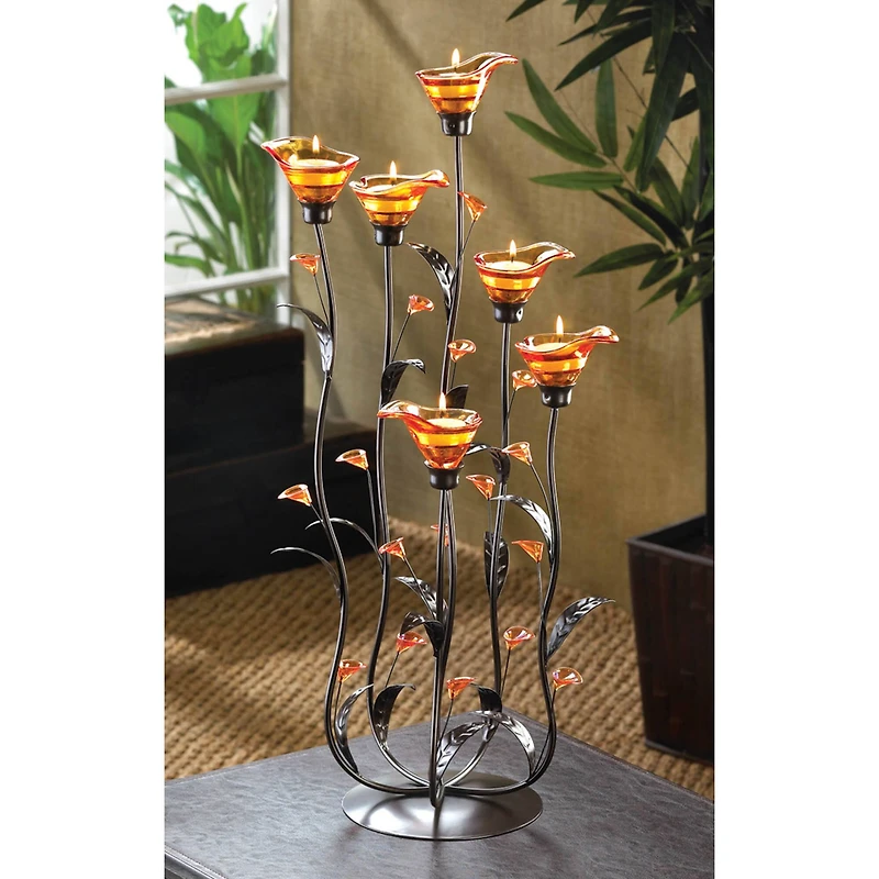 24" Amber Calla Lily Candle Holder
