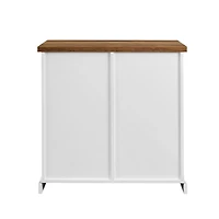 Walker Edison 32" Solid White & Reclaimed Wood Two-Tone Sliding Slat Door Accent Cabinet