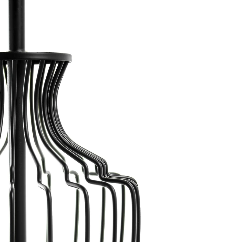 24" Black Cage Metal Table Lamp with Drum Shade