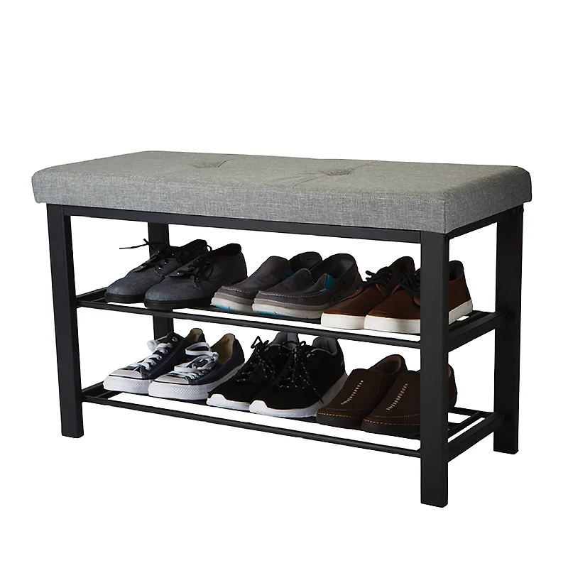Simplify Gray Entryway Bench with Shoe Storage