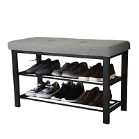 Simplify Gray Entryway Bench with Shoe Storage
