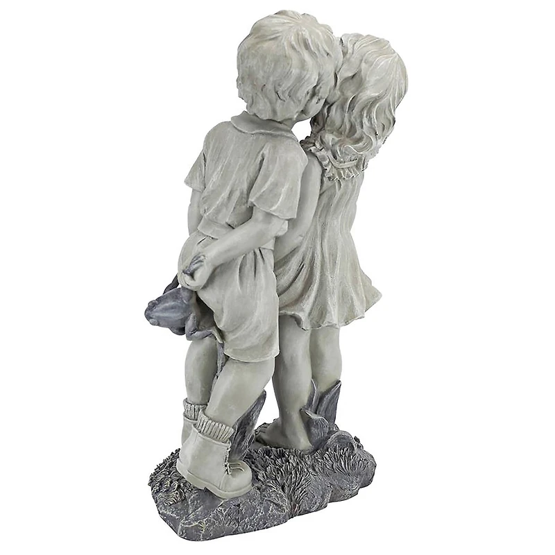 Design Toscano® 22" Young Sweethearts Kissing Children Garden Statue