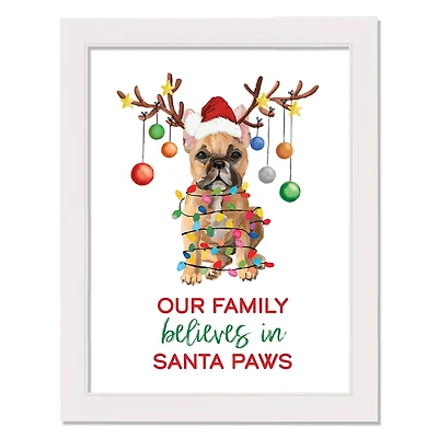 Our Family Believes in Santa Paws White Framed Wall Art