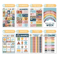 Hadley Designs 11" x 17" Boho Preschool Educational Laminated Posters for Toddlers Set