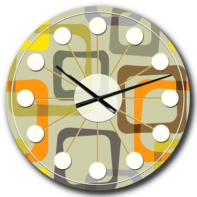 Designart 'Retro Square Design Vii Mid-Century Modern Wall Clock