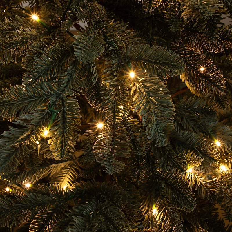 6ft. Pre-Lit Pine Artificial Christmas Tree in Black Decorative Planter with Warm White LED Lights