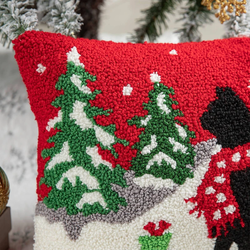 Glitzhome® Hooked Christmas Cat Pillow