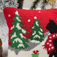 Glitzhome® Hooked Christmas Cat Pillow