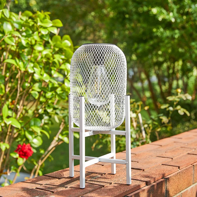 Glitzhome® 14" Metal Mesh Solar Powered Lantern with Stand