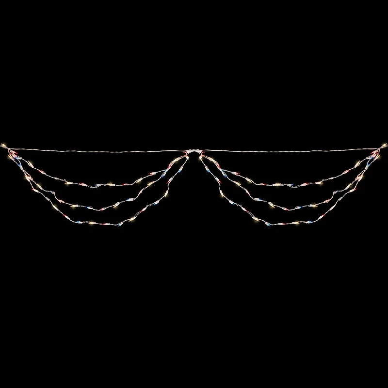 100ct. Red, Blue and Clear 4th of July Mini Swag Lights