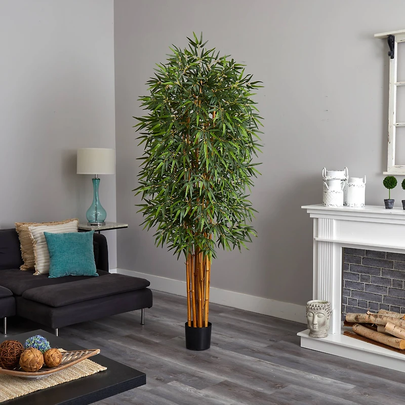 7ft. Potted Curved Bamboo Silk Tree