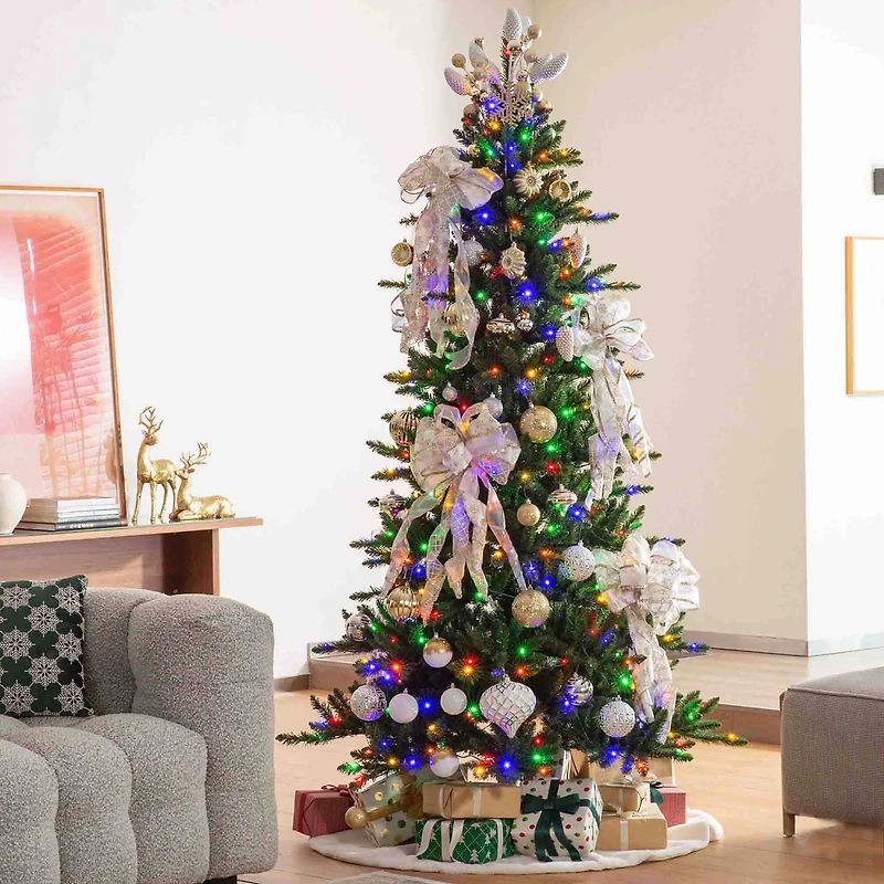 Glitzhome® Elegant Silver & Gold Shatterproof Ornaments, Pinecone Picks & Ribbon Bow Set