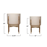 Hello Honey® 22" Cream Metal Planter with Stand Set