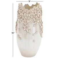 Cream Ceramic Farmhouse Vase, 16" x 9" x 9"