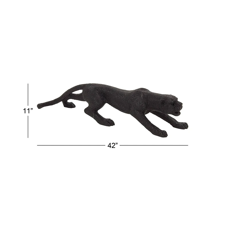 42" Black Polystone Glam Leopard Sculpture