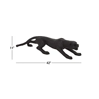 42" Black Polystone Glam Leopard Sculpture