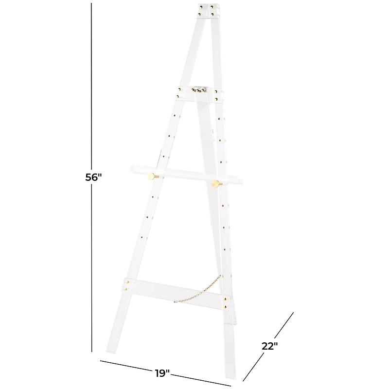 56" Clear Acrylic Plastic Adjustable 7-Tier Display Easel with Gold Metal Hardware & Chain Support