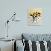 Stupell Industries Sunflower Assortment in Blue Patterned Pitcher Canvas Wall Art