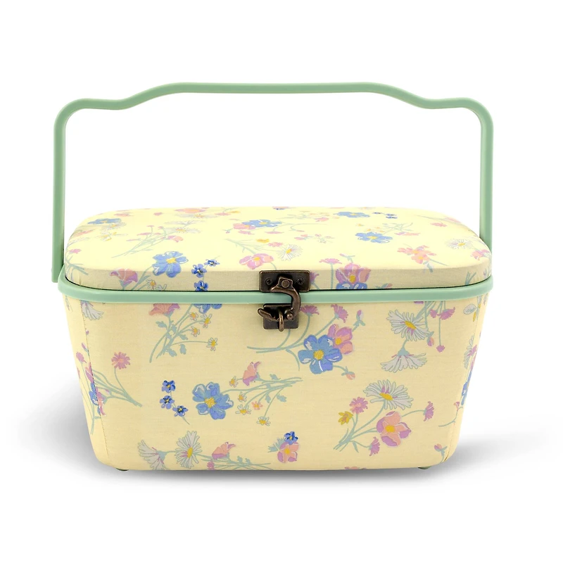 Dritz® Large Yellow Floral Oval Sewing Basket