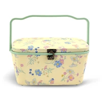 Dritz® Large Yellow Floral Oval Sewing Basket