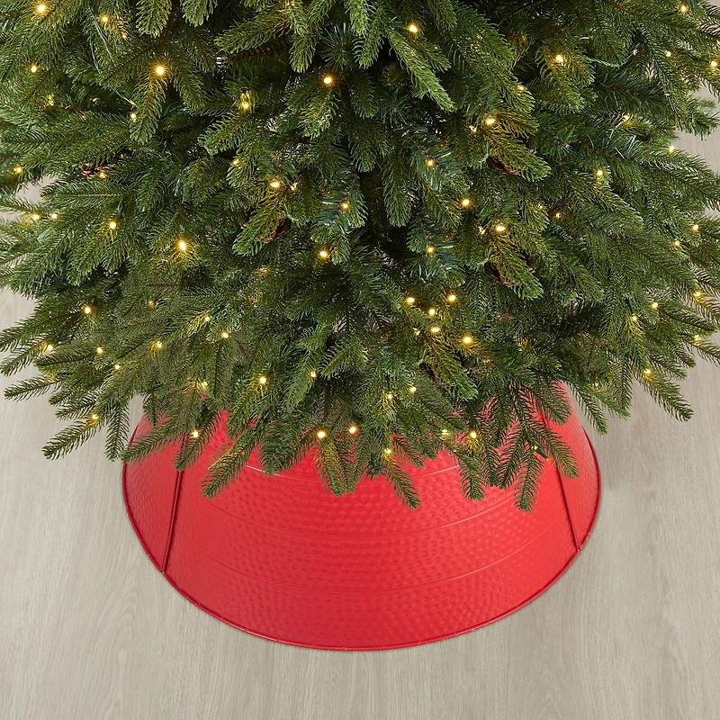 Glitzhome® 26" Red Hammered Metal Tree Collar