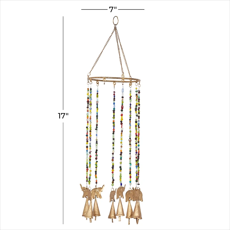 Gold Elephants Metal Eclectic Windchime