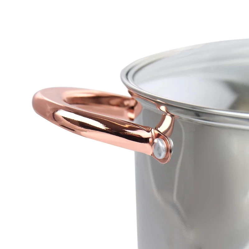 Gibson Home® Ansonville 8-Piece Stainless Steel Cookware Set with Rose Gold Handles