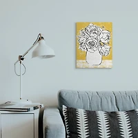Stupell Industries Peony Sketch Bouquet Contrasted Distressed Yellow Canvas Wall Art