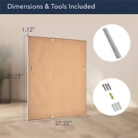 Head West Brushed Nickel With Chrome Inner Lip Beveled 27.5" x 33.5" Framed Accent Vanity Mirror