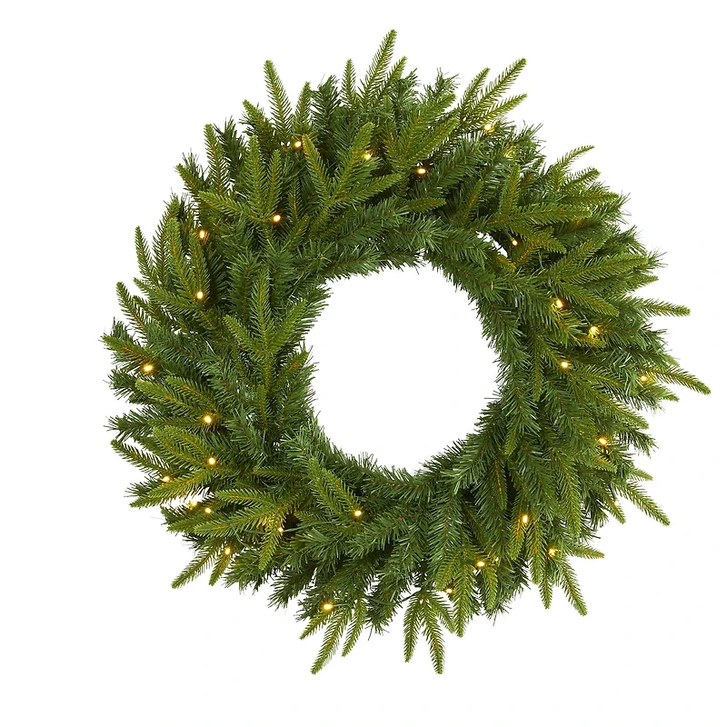 24" LED Long Pine Artificial Christmas Wreath