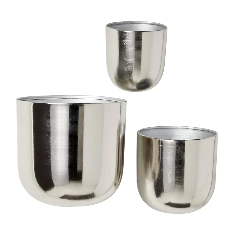 Silver Metal Contemporary Planter Set