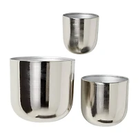 Silver Metal Contemporary Planter Set