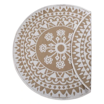 DII® Round Taupe Floral Outdoor Rug, 5ft.