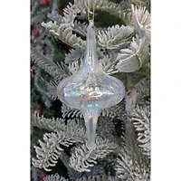 Wizardi 6" White Twisted Spire Glass Christmas Ornament