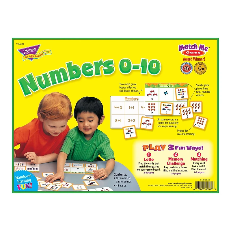 Trend Enterprises® Numbers 0-10 Match Me Games