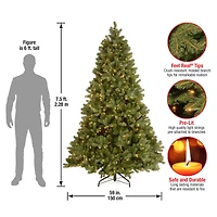 7.5 ft. Pre-lit Feel Real® Hinged Downswept Douglas Fir Artificial Christmas Tree, Clear Lights