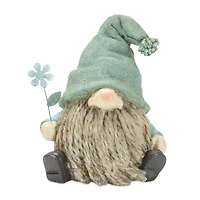 5.25" Faux Stone Garden Gnome with Flower Figurines Set