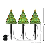 Mr. Christmas 9" Lit Blow Mold Pathway Trees Set