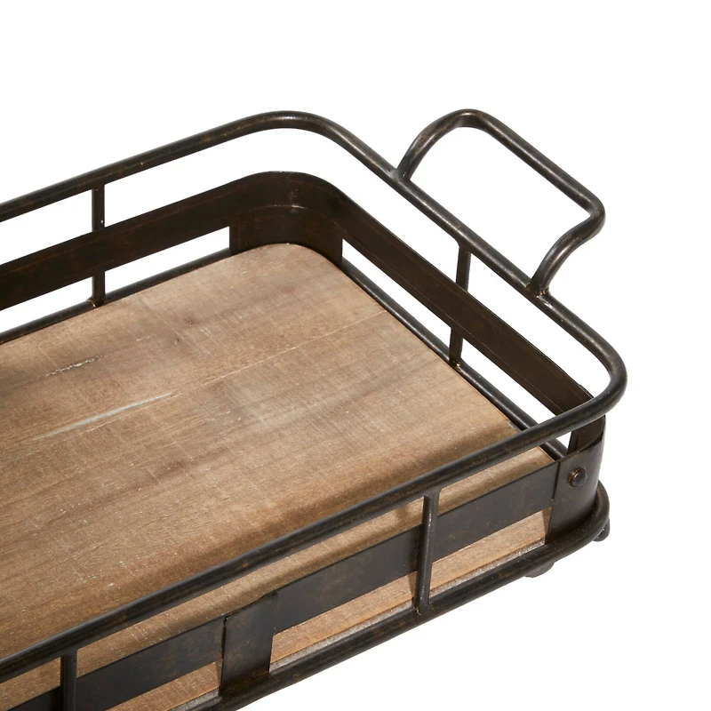 Brown Metal Industrial Tray Set