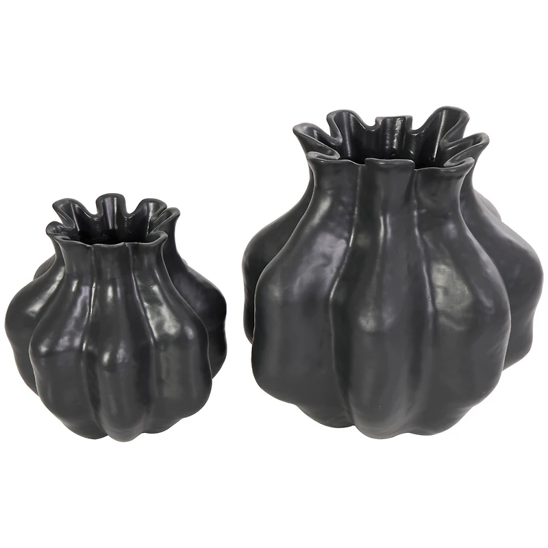 Black Abstract Tulip Shaped Vase Set