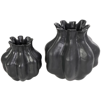 Black Abstract Tulip Shaped Vase Set