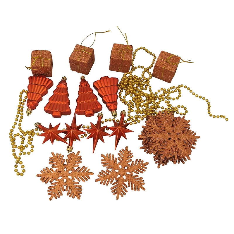 125ct. 4-Finish Burnt Orange Shatterproof Ornaments
