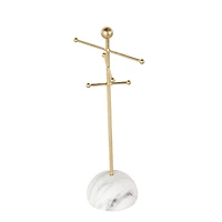 13" Gold Metal 6-Slot Jewelry Stand with White Base