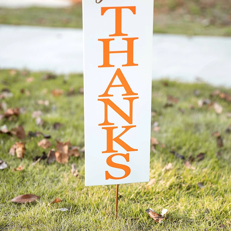 Glitzhome® 36" Thanksgiving Metal Turkey "Give Thanks" Yard Stake