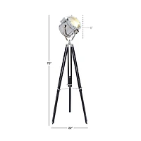 75" Black Wood Industrial Floor Lamp